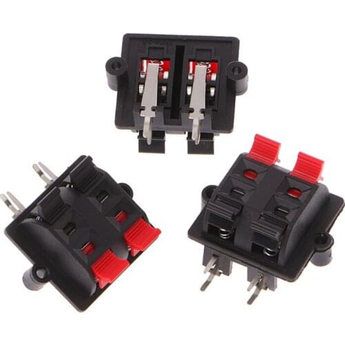 5Pcs Double Row 4 Position Cable Clip Push Type Speaker Terminal Panel Connector 85DA