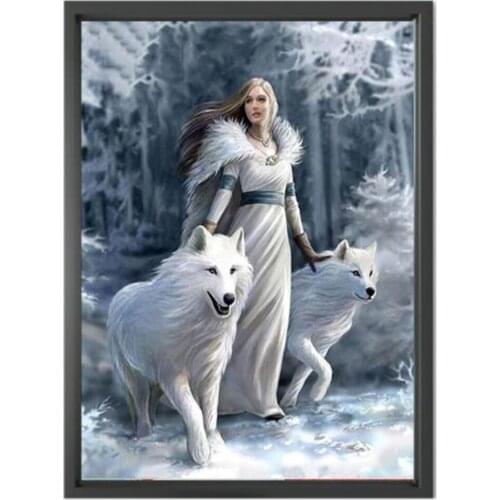 5D Diy Diamond painting full circle diamond animal Wolf cross stitch kit Mosaic home Decorative art gift