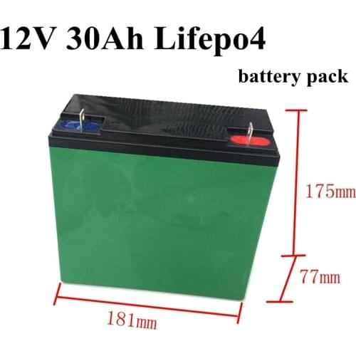 12v 30Ah Lifepo4 Battery Pack High Drain Lifepo4 12v 30ah Battery Case 30A Discharge BMS for Energy Storage Outdoor + 5A Charger