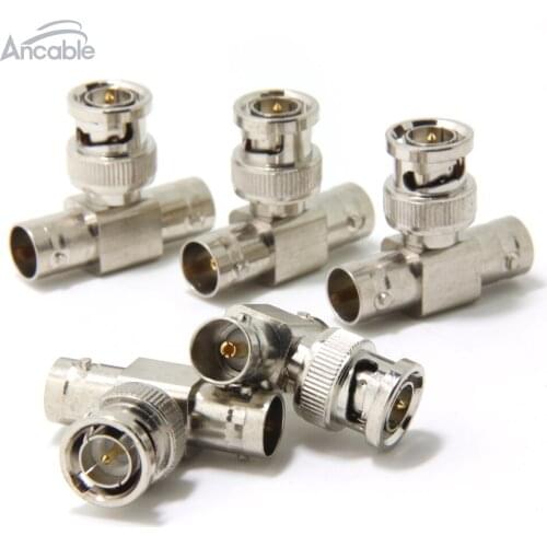 Ancable 5-Pack BNC Male to Dual BNC Female Plug T Shape RF Coaxial 3 Way Splitter Adapter for Security CCTV DVR Camera System