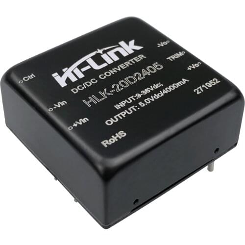 Free Ship DC-DC Isolated module 9-36V to 5V 4A output 24V 12v ac to 5v dc converter power supply HLK-20D2405 Hi-Link 2pcs/lot