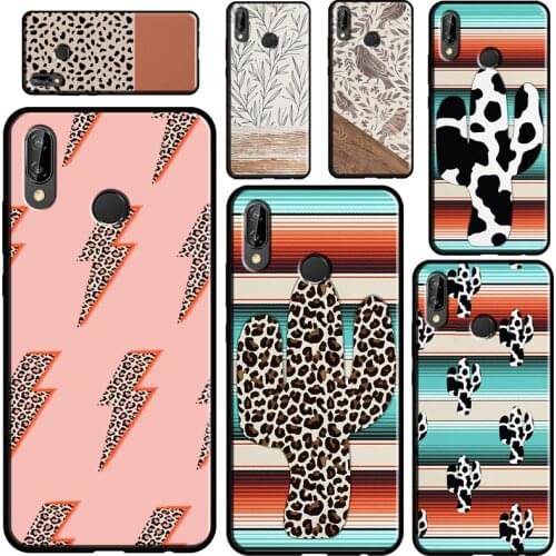 Boho Botanical Leaf Cow Cactus For Huawei P40 Lite P20 P30 Pro Mate 20 P Smart Z 2019 Nova 5T Case For Honor 8A 8X 9X 10i