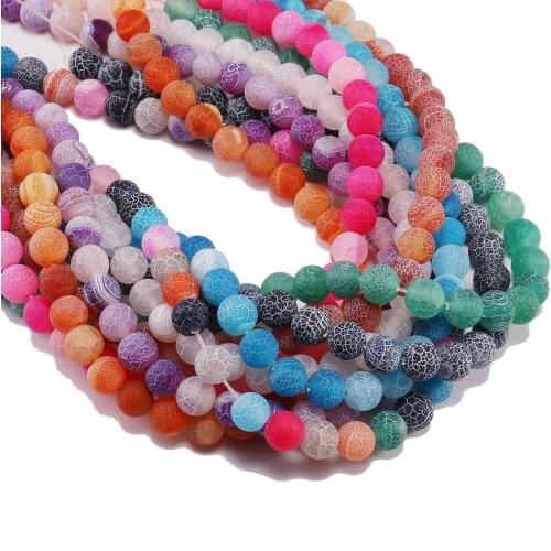 1strand/lot 4 6 8 10 12 mm Natural Stone Beads Purple Frost Cracked Dream Fire Dragon Veins Round Bead For DIY Jewelry Making