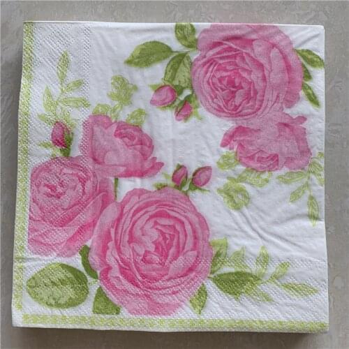 Decoupage wedding vintage napkin paper elegant tissue flower rose handkerchief birthday party Xmas beautiful serviettes decor 20