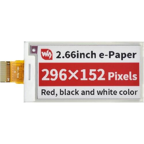 Waveshare 2.66inch E-Paper (B) E-Ink Raw Display, 296×152 Pixels, Red / Black / White Three-Color, SPI Interface, Without PCB