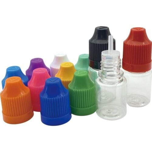 1000pcs 5ml Empty Bottles PET Hard Plastic Dropper Bottle With Child Proof Cap E Liquid Clear Vail