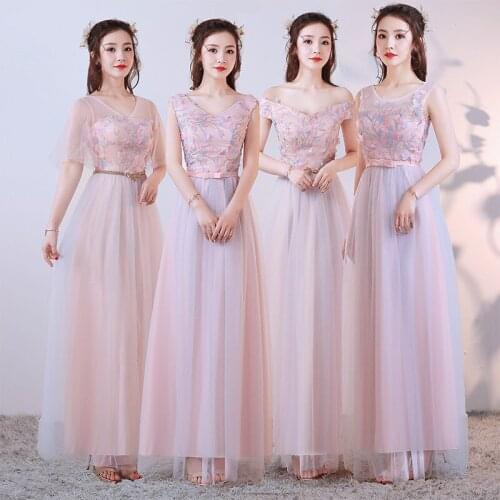 Beauty A line Lace Dark Pink Bridesmaid Dress 2019 for Women Plus Size Wedding Fashion Dresses for Guests