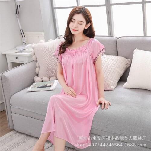 Summer Sexy Imitation Silk Nightdress New Long Dress Womens Sling Nightdress Ice Silk Womens Home Wear Women Dress Sleep Tops