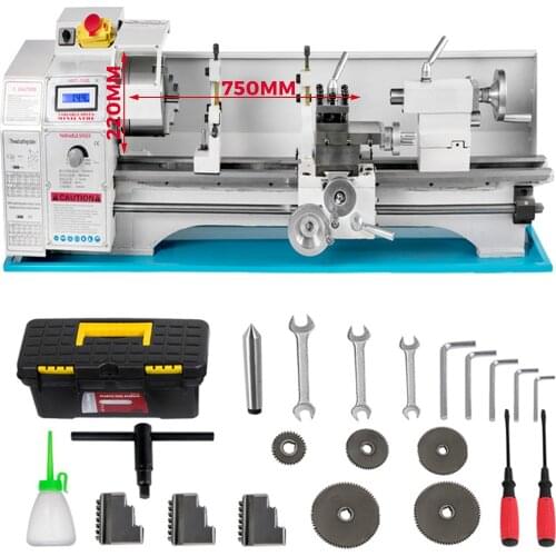 1100W Mini Metal Lathe Machine Variable Speed Design Milling Digital Display Lathe