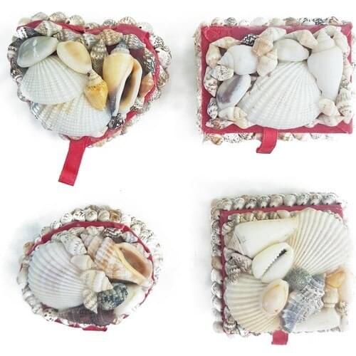 Mkt Seashell Embellishment 4''lü Mini Jewelry Jewelry Box Kit 6x5 cm - MKT10