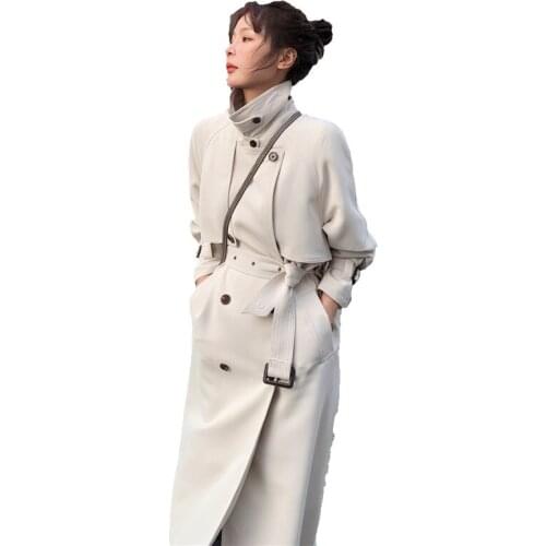 Fashion Windbreaker Womens 2021 Spring Autumn Korean Style Loose Mid-length Drape Classic Over-the-knee Trench Coats 187B