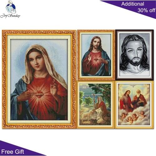 Joy Sunday Jesus R247(1)R247(2)R270R274R277 Home Decoration Sacred Heart Jesus And Cherubs Shepherding Son Cross Stitch kits