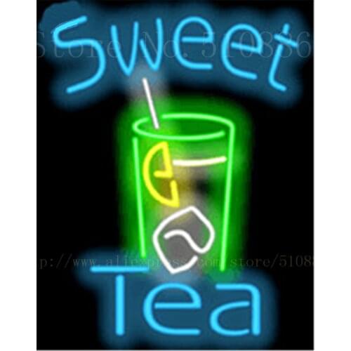Sweet Tea Neon sign Real Glass Tube Bulbs Light Bar Beer Club Decoration Signboard The internet Espresso drink 17"x14"
