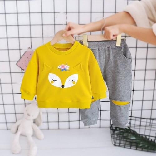 New Autumn Fashion Cartoon print Costume For Girl Leisure Toddler Girl Sportswear Children Clothes Girl 2Pcs Sets 1-5 Years