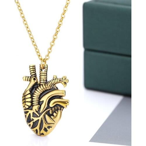 Haert Necklaces For Women Men Hip Hop Vintage Stainless Steel Gold Heart Charm Choker Pendant Necklace Jewelry Gift Bijoux Femme