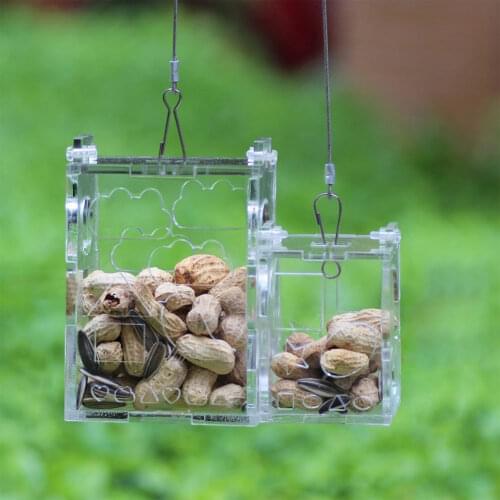 Hanging Acrylic Box Easy Install Parrot Foraging Toy Cage Interior Bird Feeder Backyard Garden Home Intelligence Growth Chewing