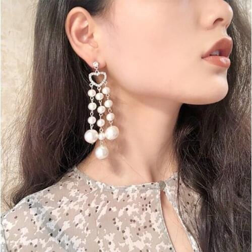 Hollow gold skein imitation pearl earrings female Korean temperament short personality exaggerated tide earrings