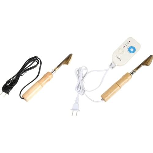 Portable Wood Handle Mini Electric Iron for Leather Clothing Bag Shoes Crafting Surface Wrinkle Removal Smooth Industry Tool