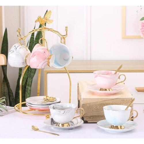 Luxurious simplicity Ceramic coffee cups set Marble print cup and saucer tea cup English afternoon tea set porcelain coffee cups