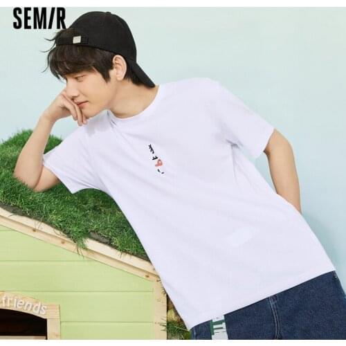 SEMIR Short Sleeve T-Shirts Men Japanese Tops For Boys 2021 Summer New Trendy Ins Creative Pattern White T Shirt For Beach