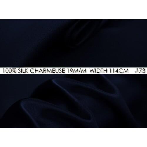 CISULI SILK CHARMEUSE SATIN 114cm width 19momme/100% Pure Mulberry Silk Fabric/China Silk Tissu Suppliers Midnight Blue NO 73