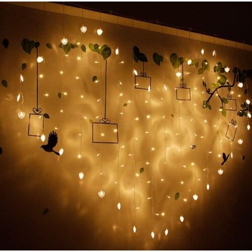 Light string 2M*1.5M128 LED love lantern with curtain ice proposal to confession decoration light creative room copper flash