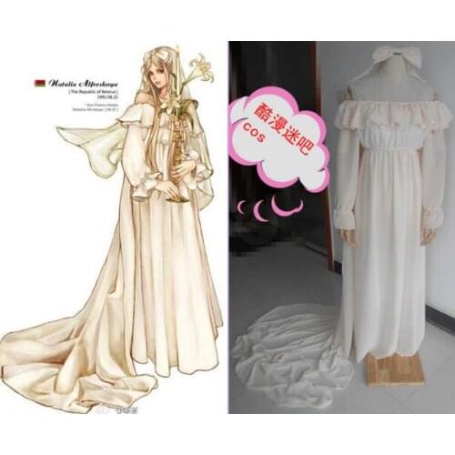 2016 High Quality Axis Powers Hetalia APH Belarus Natalia Arlovskaya Cosplay Costume Anime Custom Made Champagne Dress