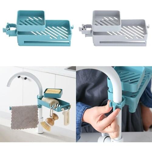 1PCS Double Layer Sink Hanging Storage Rack Holder Faucet Clip Bathroom Kitchen Dishcloth Clip Shelf Drain Dry Towel Organizer