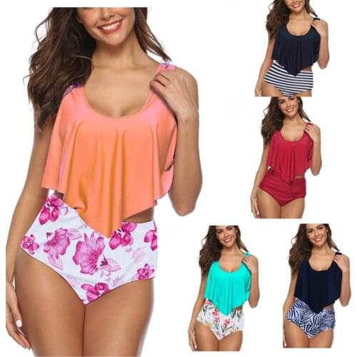 2019 Bikinis Women Swimwear High Waist Swimsuit Halter Sexy Bikini Set Retro Bathing Suits Swimwear XXL Biquini Mujer