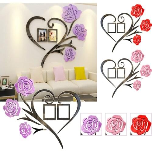 3D Creative Flower Wall Sticker Wedding Room Romantic Decoration Quality Acrylic Wallpapers Living Room Wallsticker DIY Art Gift