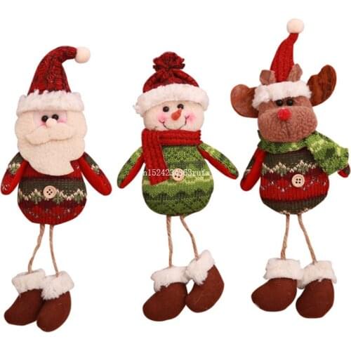 50pcs Christmas Hanging Dolls Decorations Christmas Ornaments Gift Santa Claus Snowman Elk Tree Cloth Toy Doll