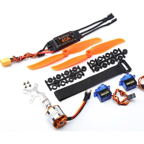 A2217 2217 1100KV / 1250KV / 2300KV Brushless Motor + 40A ESC + SG90 Servo + 6040/8060/1060 Prop for RC High Speed Fixing Wing