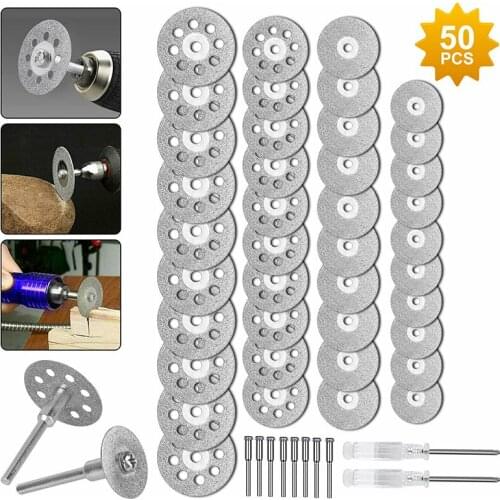 50Pcs/set Diamond Cutting Wheels HSS Circular Saw Blade Rotary Woodworking Tool for Dremel Mini Drill Rotary Tools Accessories