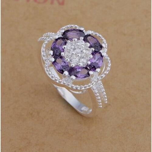 AR665 Fashion Jewelry Silver Color Gifts Popular Rings For Women So Special Purple Flower /baqajrxa Briakipa
