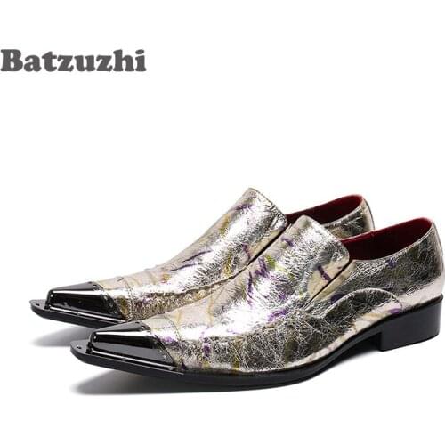 Batzuzhi Japanese Style Men Shoes Formal Dress Shoes Pointed Metal Tip Oxfords Wedding Shoes Men Business sepatu pria, Big 46