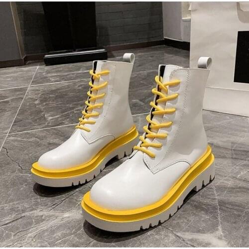 Ankle Boots Womens Platform British Style 2020 New Autumn And Winter Handsome Short Boots Platform Black Female Fashion Shoes