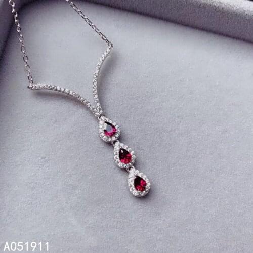 KJJEAXCMY fine jewelry natural garnet 925 sterling silver women pendant necklace chain support test noble