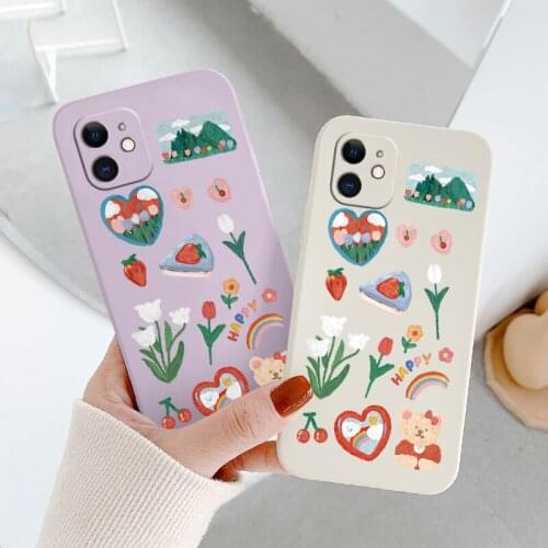 Little Bear Silicone Case For iPhone 12 Pro Max Mini 11 Pro Max X XR XS MAX SE2020 8 7 6 6S Plus Ultra Thin Phone Back Cover