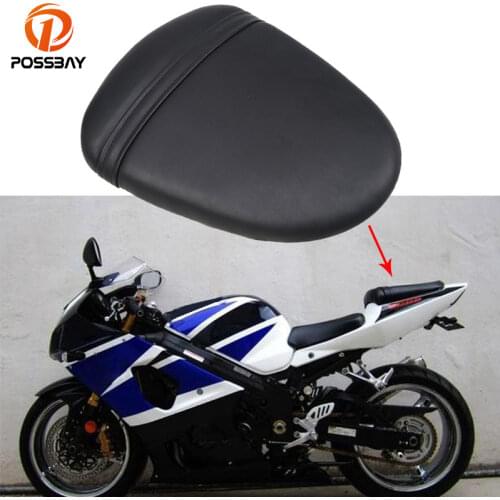 POSSBAY PU Leather Motorcycle Seat Cover Rear Pillion Passenger Seat Bike for Suzuki GSXR 1000 K7 2007 2008 Cafe Racer Seat