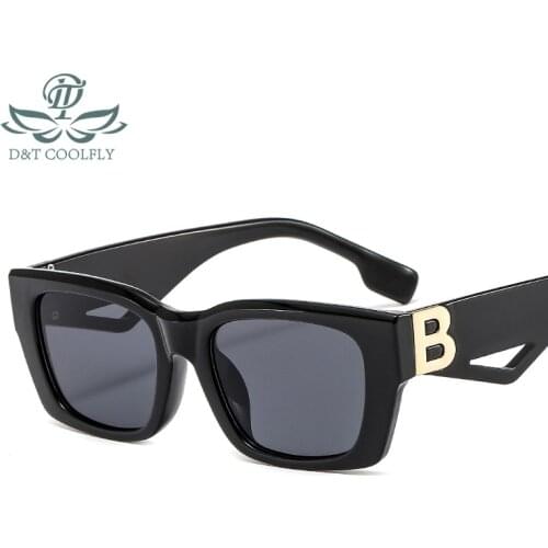 D&T 2021 New Fashion Cat Eye Sunglasses Women Men PC Gradients Lens Metal B Logo Brand Designer Luxury Trend Square Sun Glasses