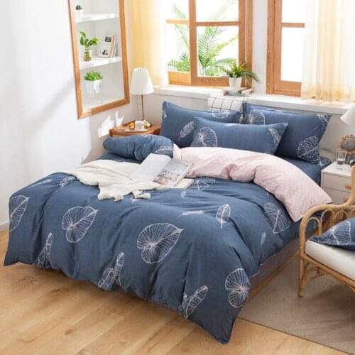 Europe Simple Bedding Set Comforter Shell Duvet Cover Quilt Case Sheet Grid Bed Linens 150x200cm Double Size Leaf Pattern