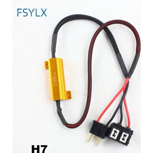 FSYLX 4pc H1 H3 H7 H8 H9 H11 9005 9006 error free led fog headlight lamp load resistor 50w 6ohm no flickering warning canceller