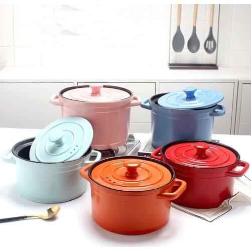 Ceramic Casserole Korean Blue Green Colorful Round 3/4/5L Cooking Soup Pot Stewpan Household Kitchen Supplies Saucepan Cookware