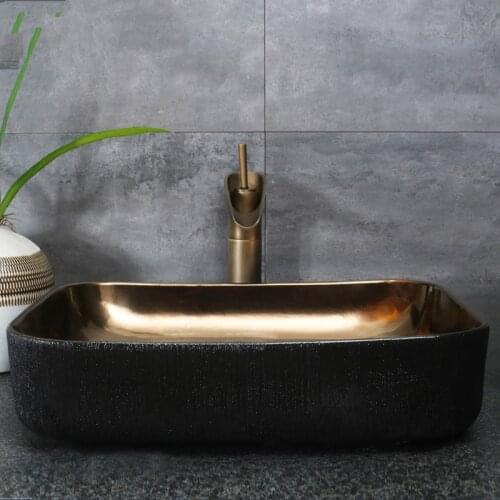 China Stone Painting Art Bathroom Vessel Sinks square counter top wash basin