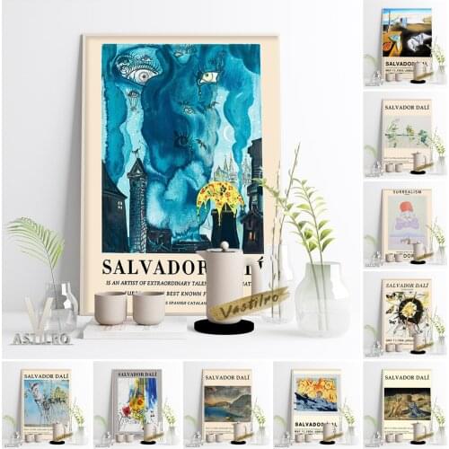 Salvador Dali Classic Poster The Persistence Of Memory Famous Canvas Painting Surrealism Exhibition Museum Wall Picture Decor
