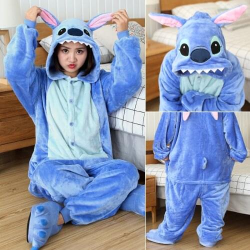 Adults Animal Onesies Stitch Pajamas Sets Sleepwear Women Men Winter Christmas Unicornio Costume Cartoon Flannel Unicorn Onesie
