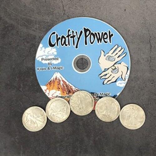 Crafty Power (DVD+Magnetic Walking Liberty Half Dollar Coins Set) Magic Tricks Magia Across Magie Illusion Gimmick Props Magica