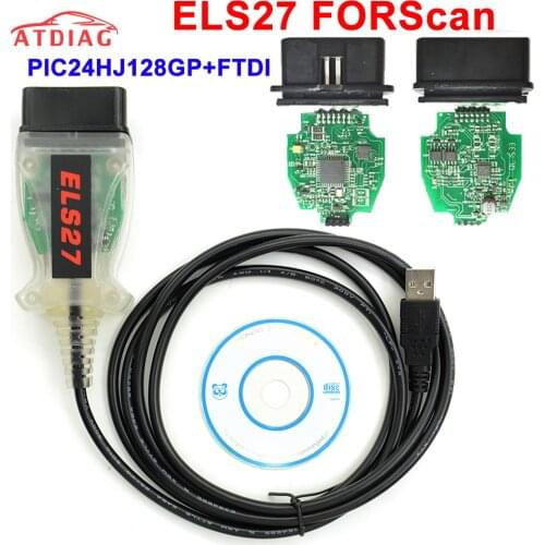 Best V2.3.8 ELS27 FORScan Green PCB PIC24HJ128GP+FTDI Mircochip Multi-Language Works ELM327&J2534 Pss-Thru For F-ORD/M-az