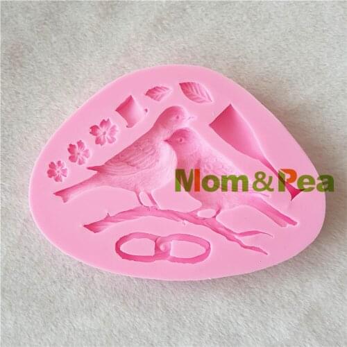 Mom&Pea 1198 Free Shipping Couple Birds Silicone Mold Cake Decoration Fondant Cake 3D Mold Food Grade