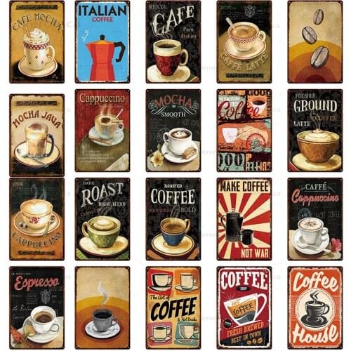 Coffe Recipe Metal Sign Plaque Metal Vintage Pub Bar Decor Tin Sign Plate Poster Home Decor Art Painting Brewed Wall Sticker